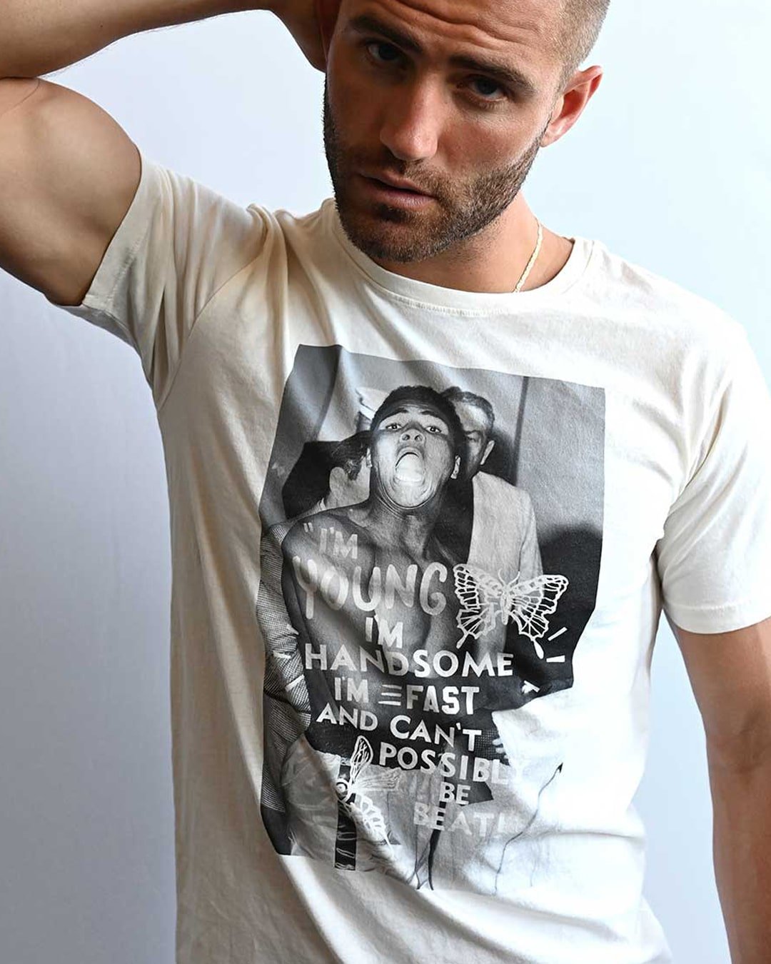 Ali Young Handsome Fast Photo White Tee - Roots of Fight