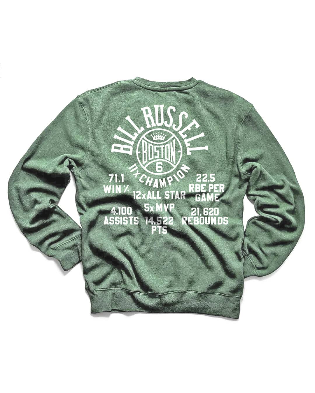 Bill Russell Boston #6 Green Sweatshirt - Roots of Fight