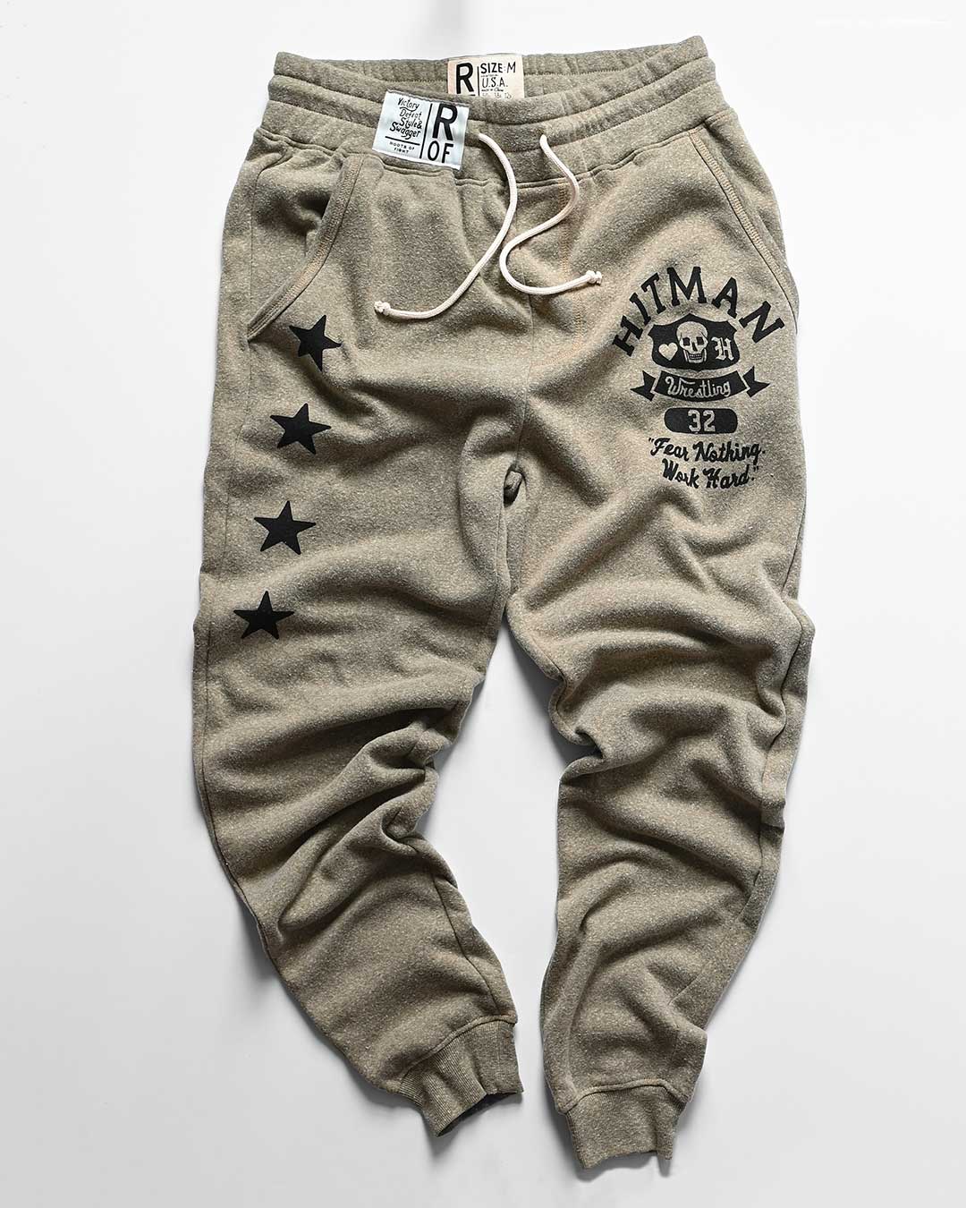 Bret Hart &#39;Fear Nothing&#39; Olive Sweatpants - Roots of Fight