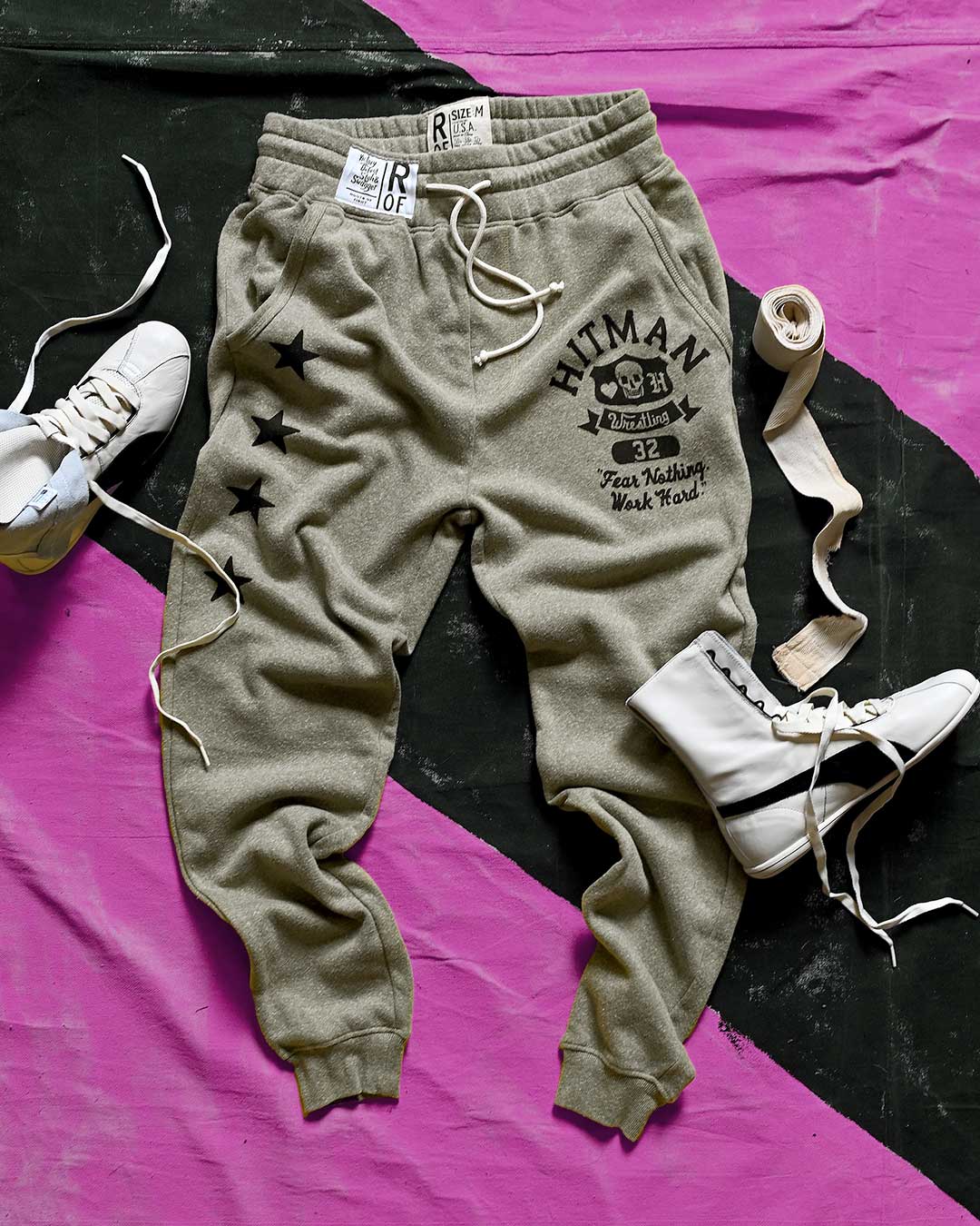 Bret Hart &#39;Fear Nothing&#39; Olive Sweatpants - Roots of Fight