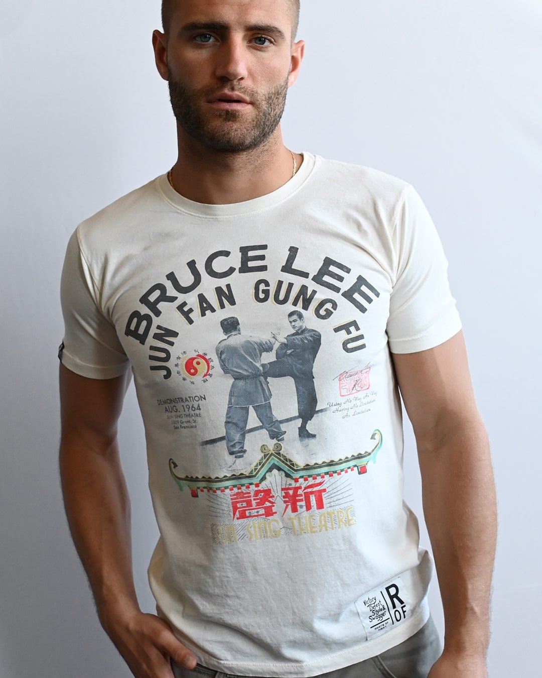 Bruce Lee Demo Vintage White Tee - Roots of Fight
