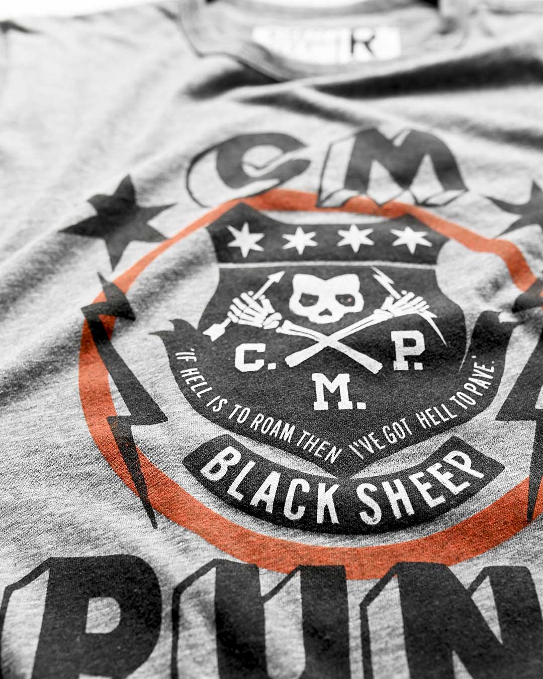 CM Punk &#39;Black Sheep&#39; Grey Tee - Roots of Fight