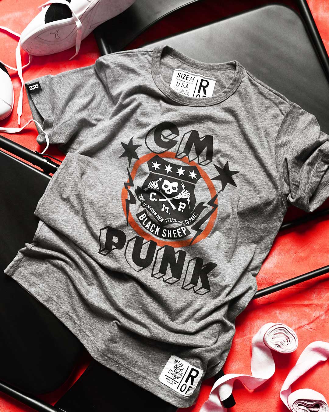 CM Punk &#39;Black Sheep&#39; Grey Tee - Roots of Fight