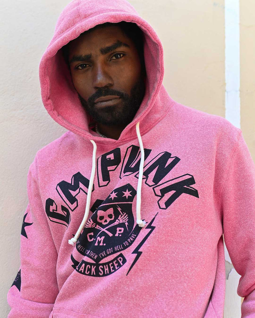 Black fashion and pink hoodie