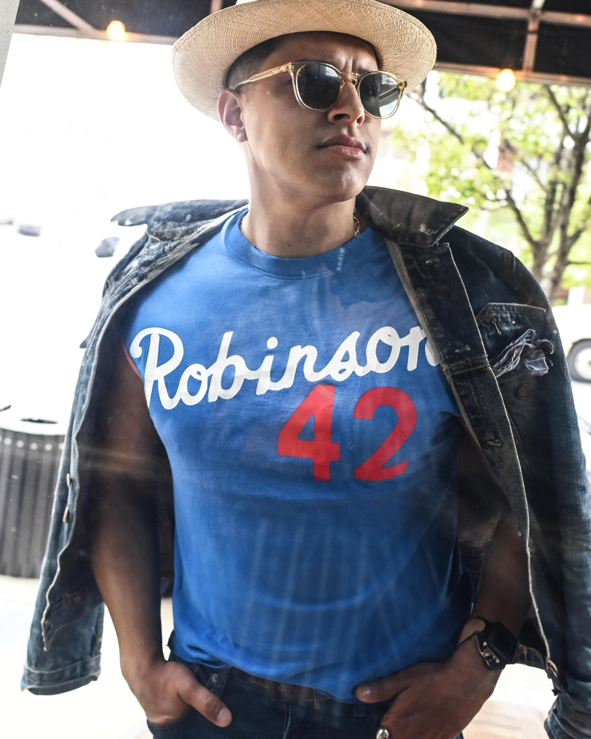 Jackie Robinson #42 Blue Muscle Tee - Roots of Fight