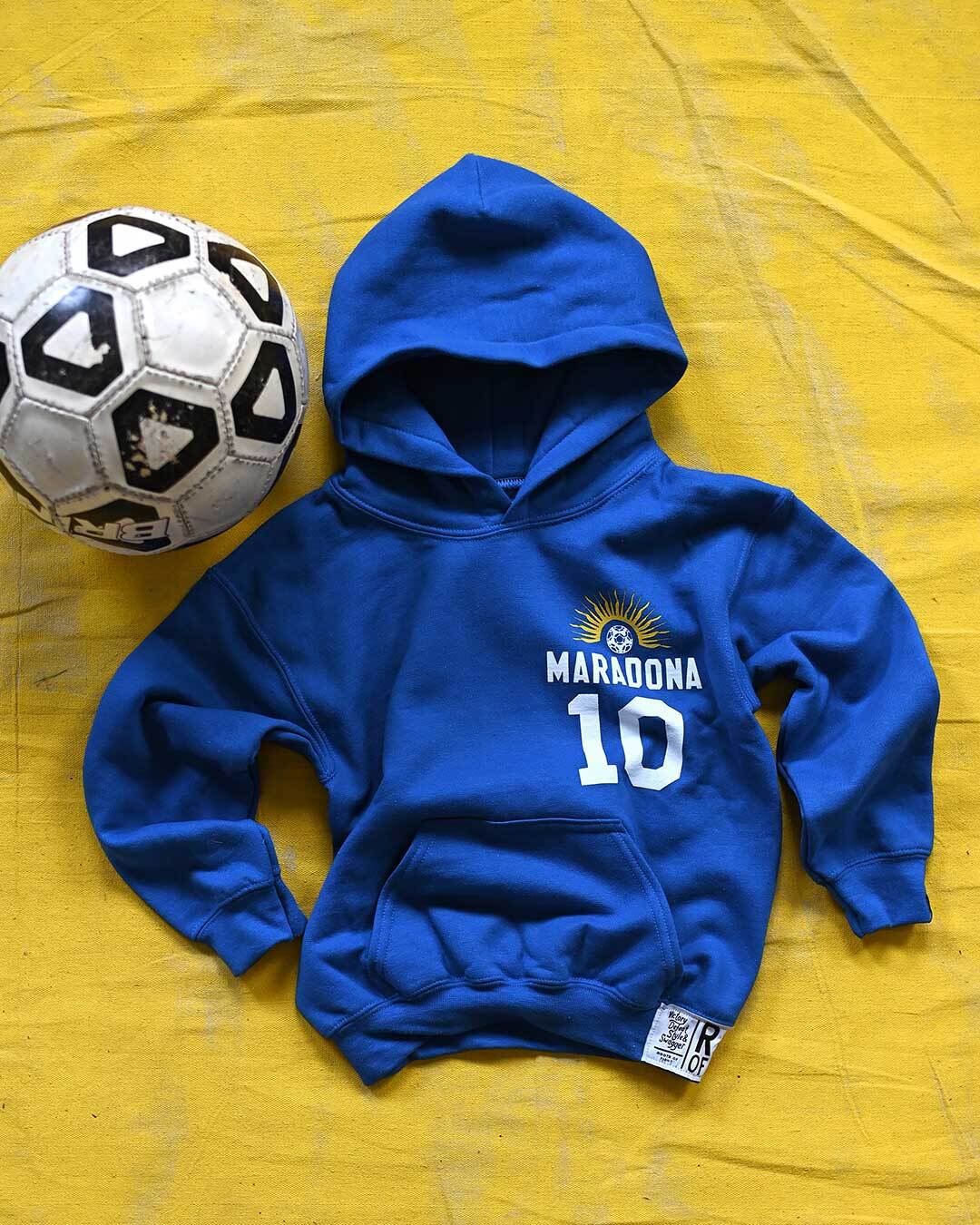 Maradona #10 Blue Kid&#39;s PO Hoody - Roots of Fight