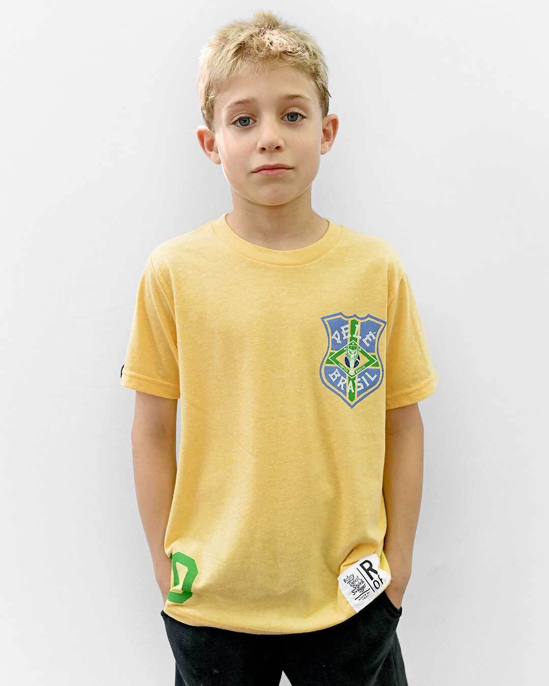 Pelé #10 Brasil Gold Kid&#39;s Tee - Roots of Fight