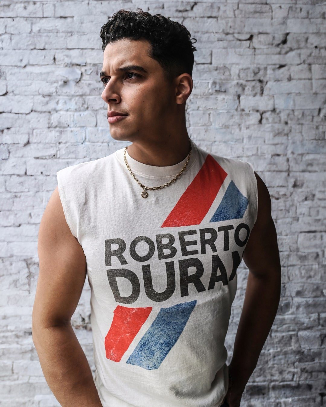 Roberto Duran Retro White Muscle Tee - Roots of Fight