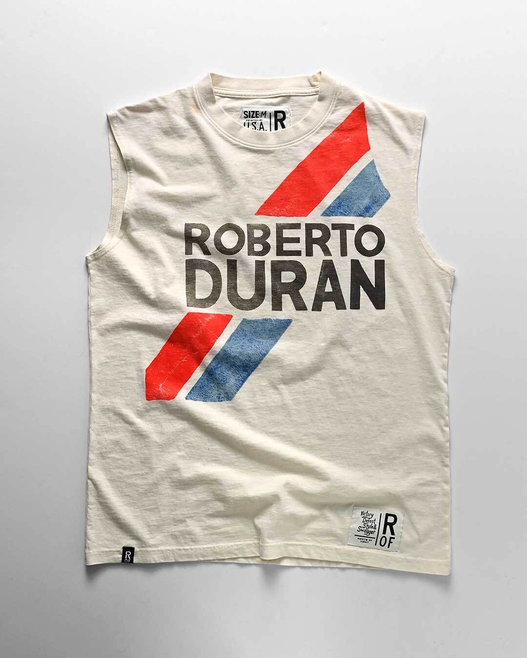 Roberto Duran Retro White Muscle Tee - Roots of Fight