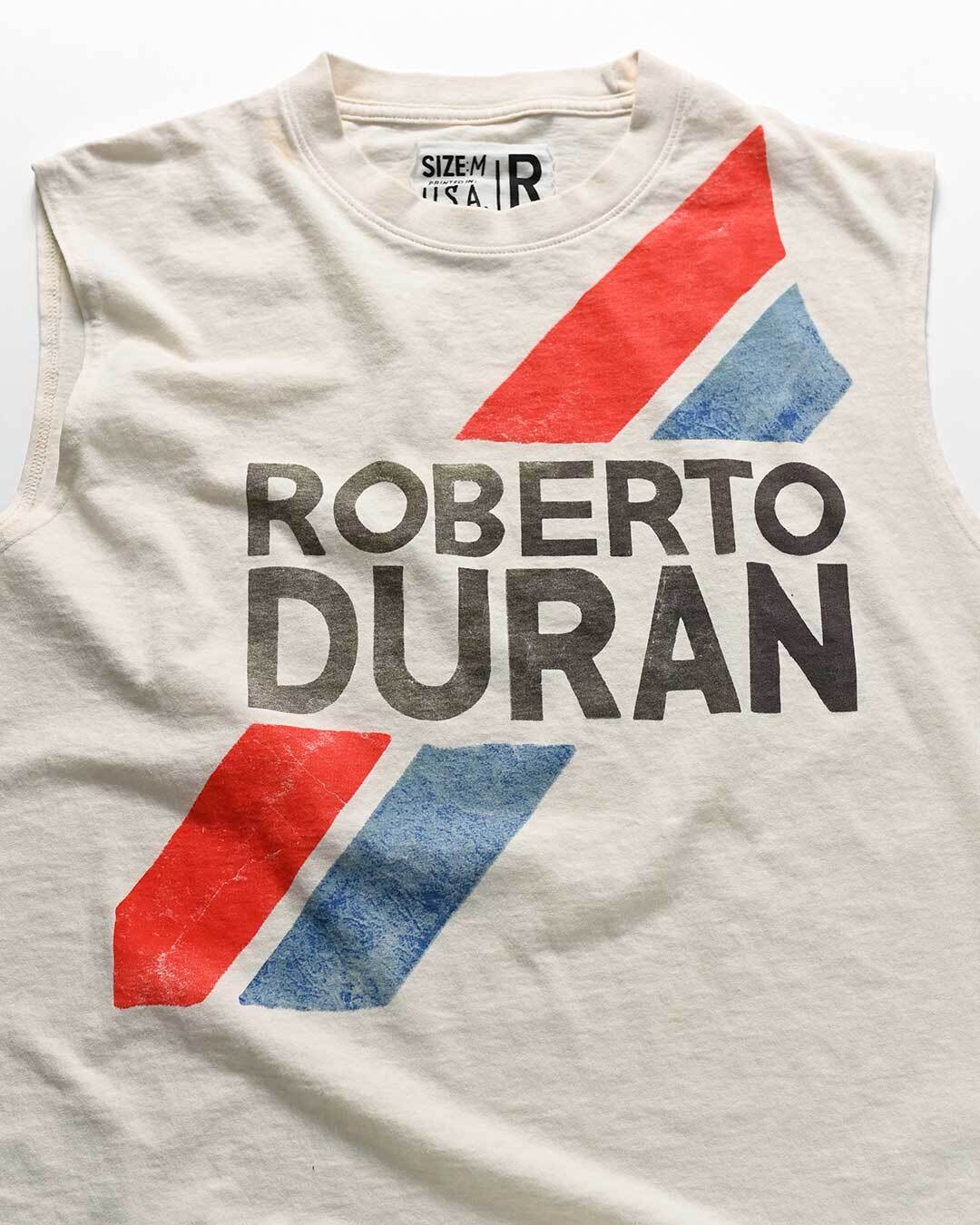 Roberto Duran Retro White Muscle Tee - Roots of Fight