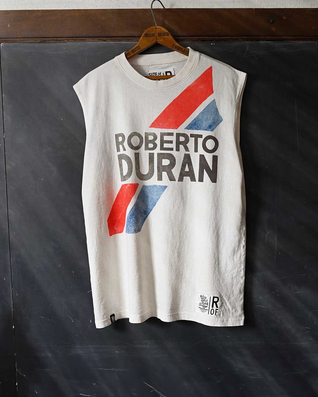 Roberto Duran Retro White Muscle Tee - Roots of Fight