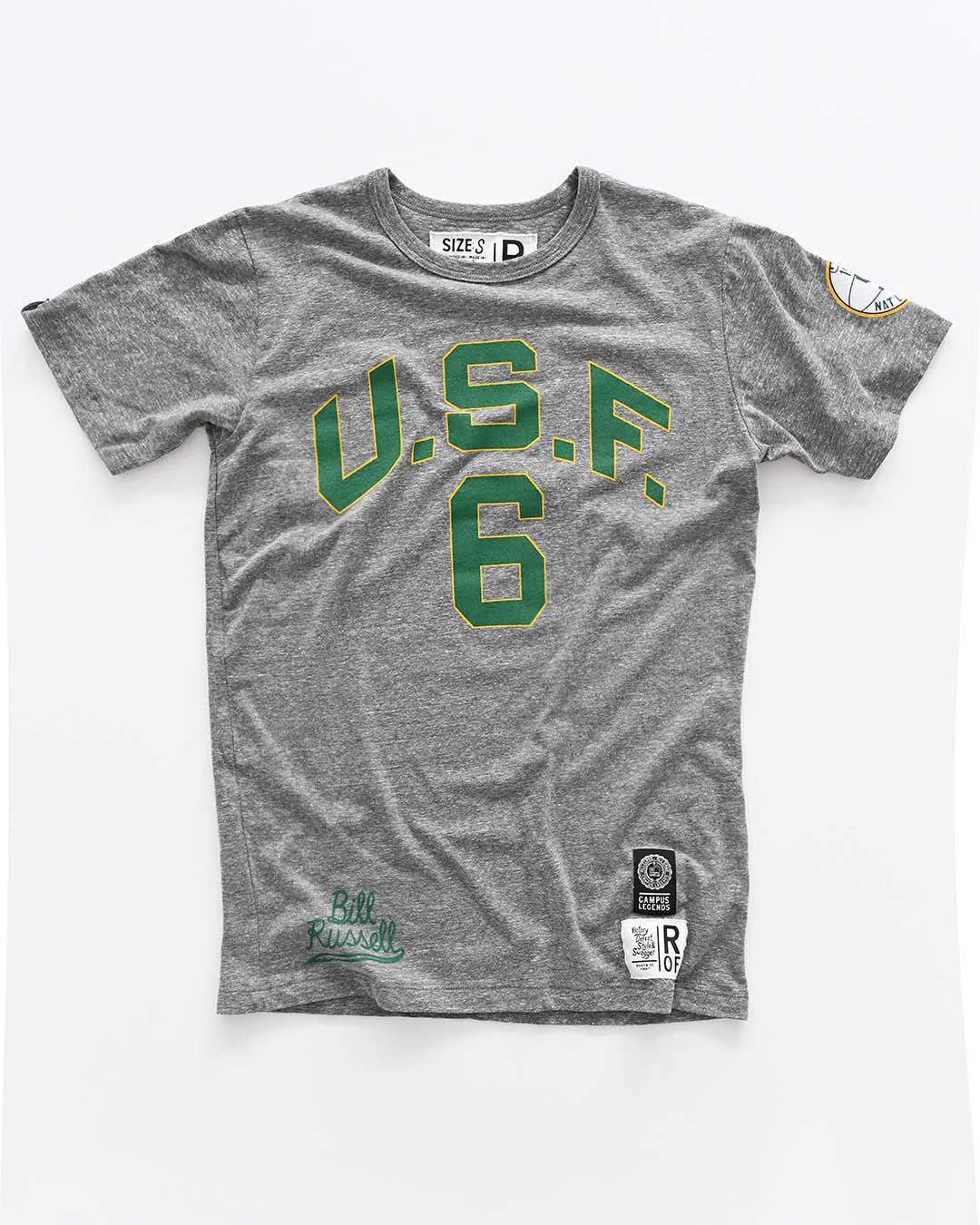 USF - Bill Russell #6 Grey Tee - Roots of Fight