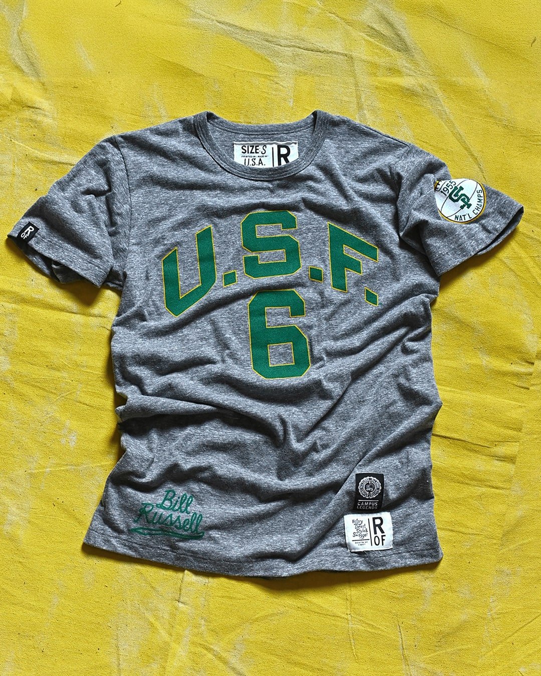 USF - Bill Russell #6 Grey Tee - Roots of Fight