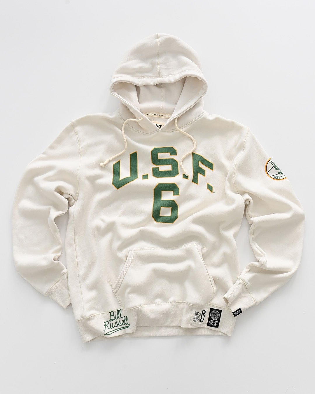 USF - Bill Russell #6 White PO Hoody - Roots of Fight