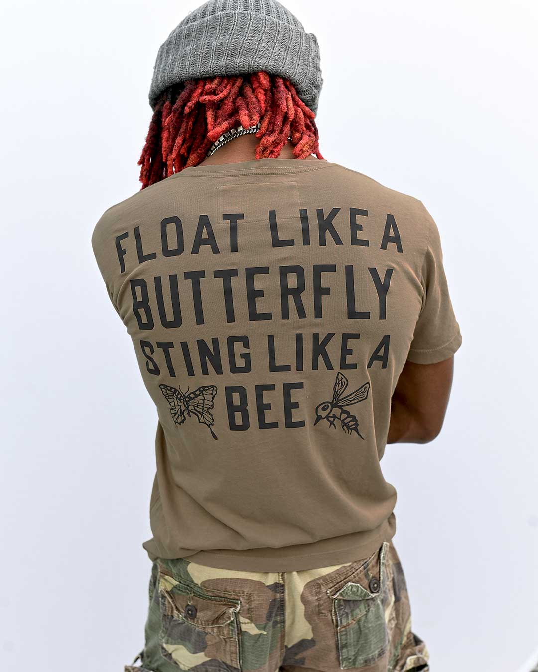 - Tee of Ali Fight Quote Float Lake Roots Olive Deer